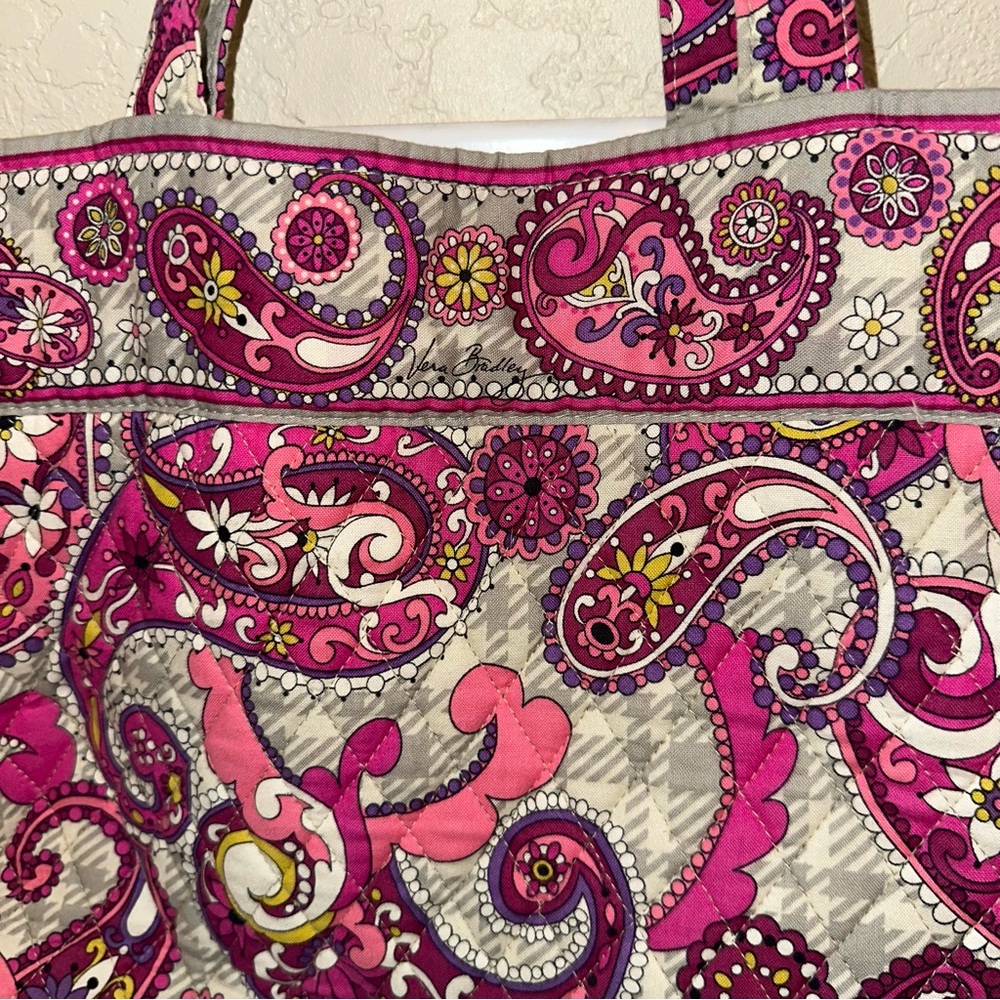 Vera Bradley Pink Paisley Plaid Versatile Fairy Tweed Medium Satchel Tote Bag - Picture 2 of 6